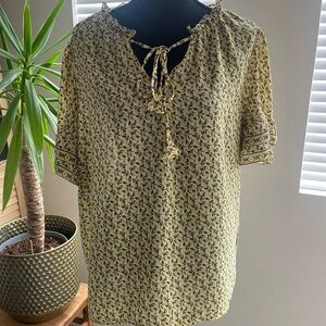 Max Studio Yellow and Blue Floral Blouse